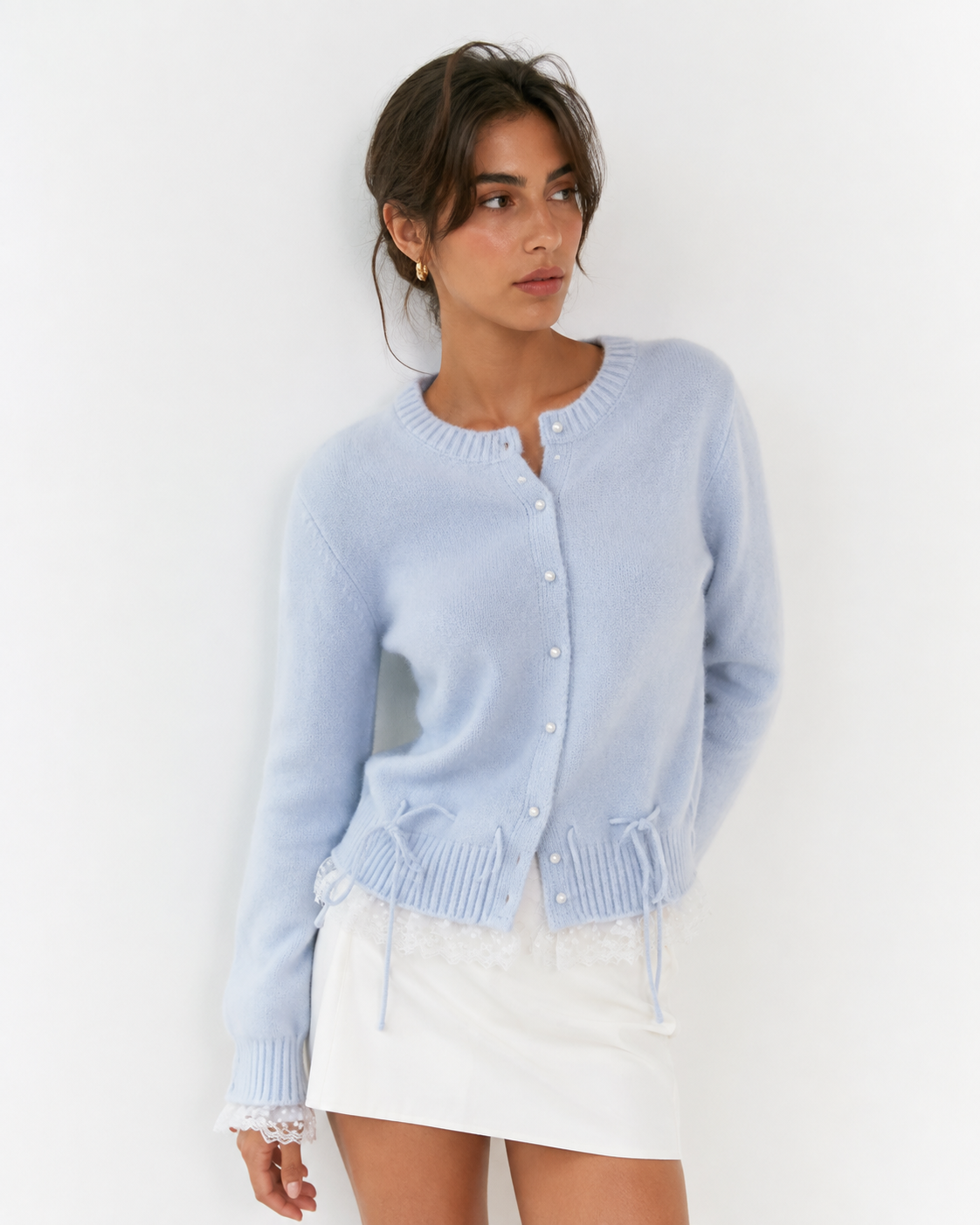 Tie-Front Contrast Cardigan