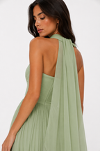 Halter pleated maxi dress