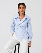 The Asymmetric Poplin Wrap Shirt