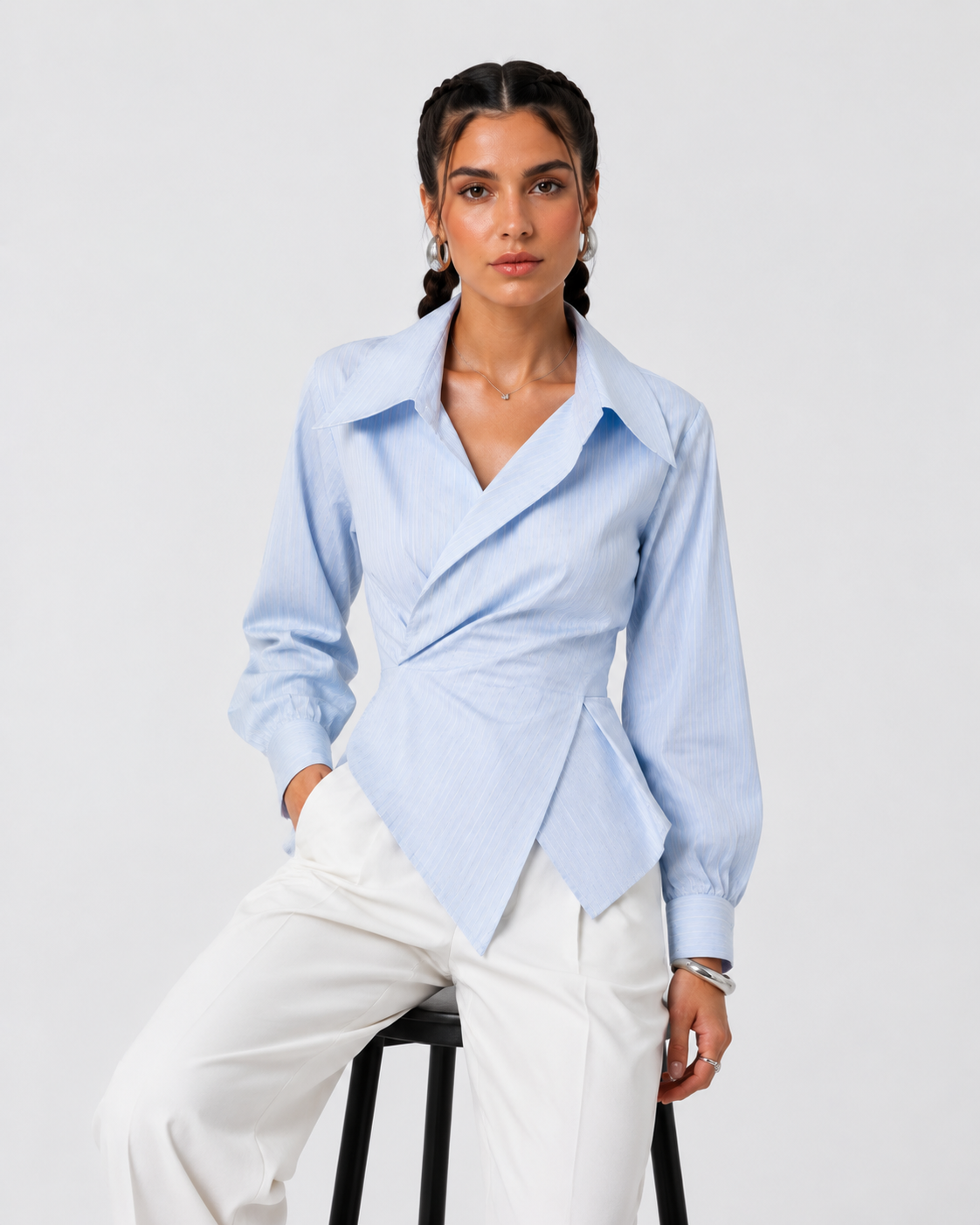 The Asymmetric Poplin Wrap Shirt