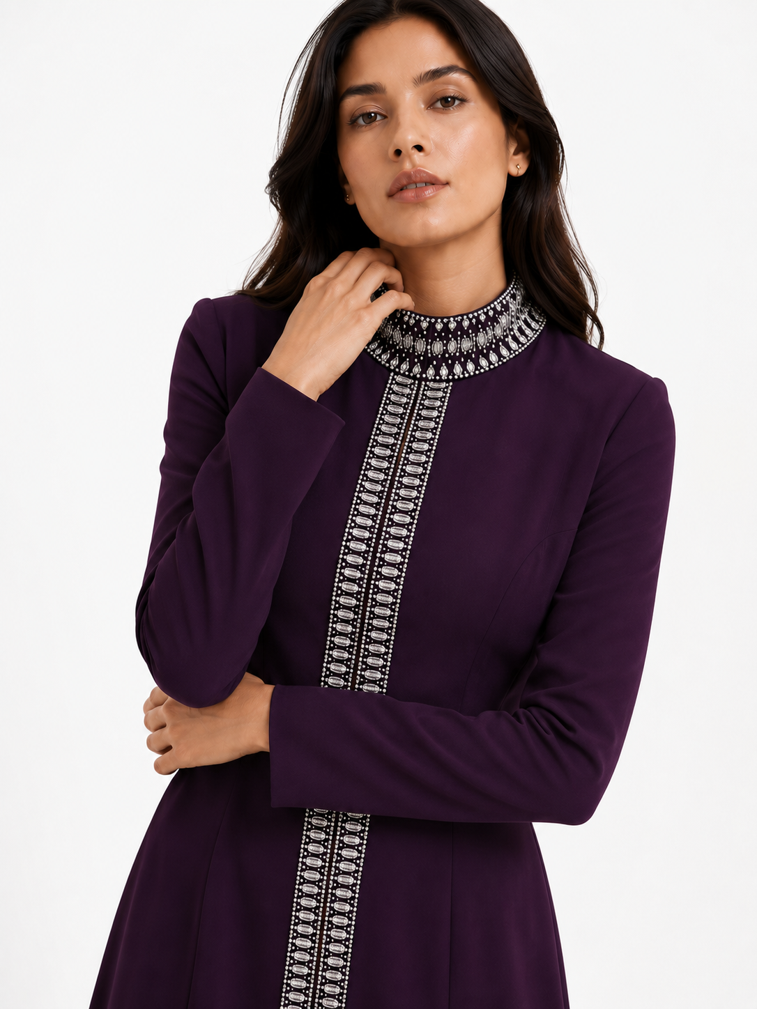 Maxi Dress High Neck Zip-Front
