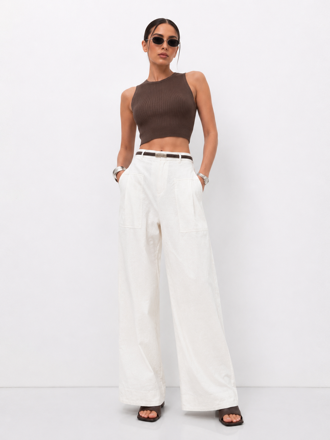 White Cotton Linen Pants Women Wide Leg Formal Trousers Summer Straight Leg Suit Pants High Waist Ladies Formal Pants Loose