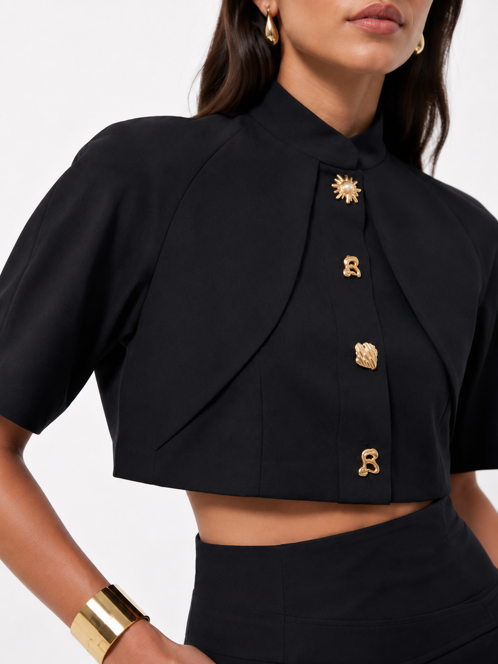 Buttoned Short-Sleeve Shirt and Wide-Leg Trousers Co-Ord Set