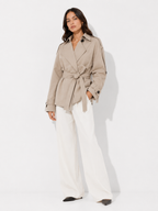 Tie Up Short Women 's Trench Coat Lapel Long Sleeve With Belt  Oversize Windbreaker Female 2026 Spring Autumn Woman Outerwears