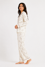 Women’s Pyjama Set – 100% Cotton Crêpe, Long Sleeve Cardigan Top & Trousers.