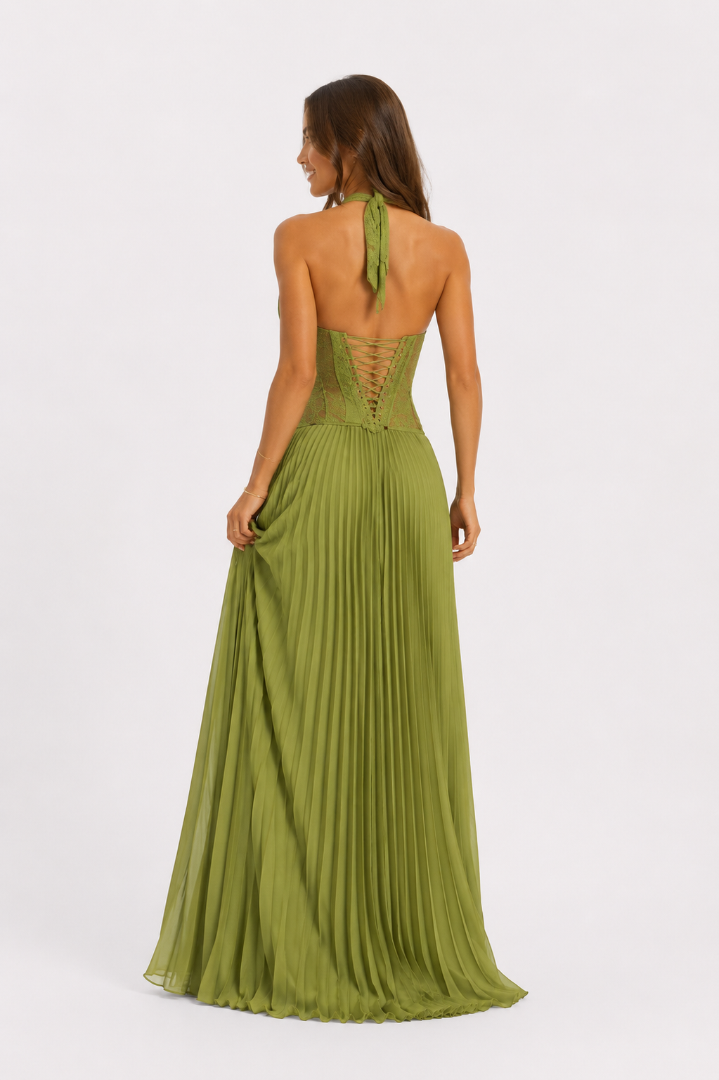 Elegant Women's Halter Long Dress Corset Maxi Pleated Dresses Summer Evening Party Wedding Guest Green Blue White Yellow Red New