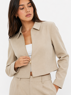 Buttoned Knit Cardigan and Tailored Trousers Co-Ord Set