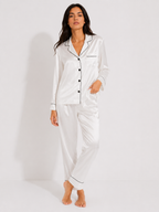 Factory Brand 100% Mulberry Silk Women’s Pyjama Set – Long-Sleeved Two-Piece Sleepwear (Grey)