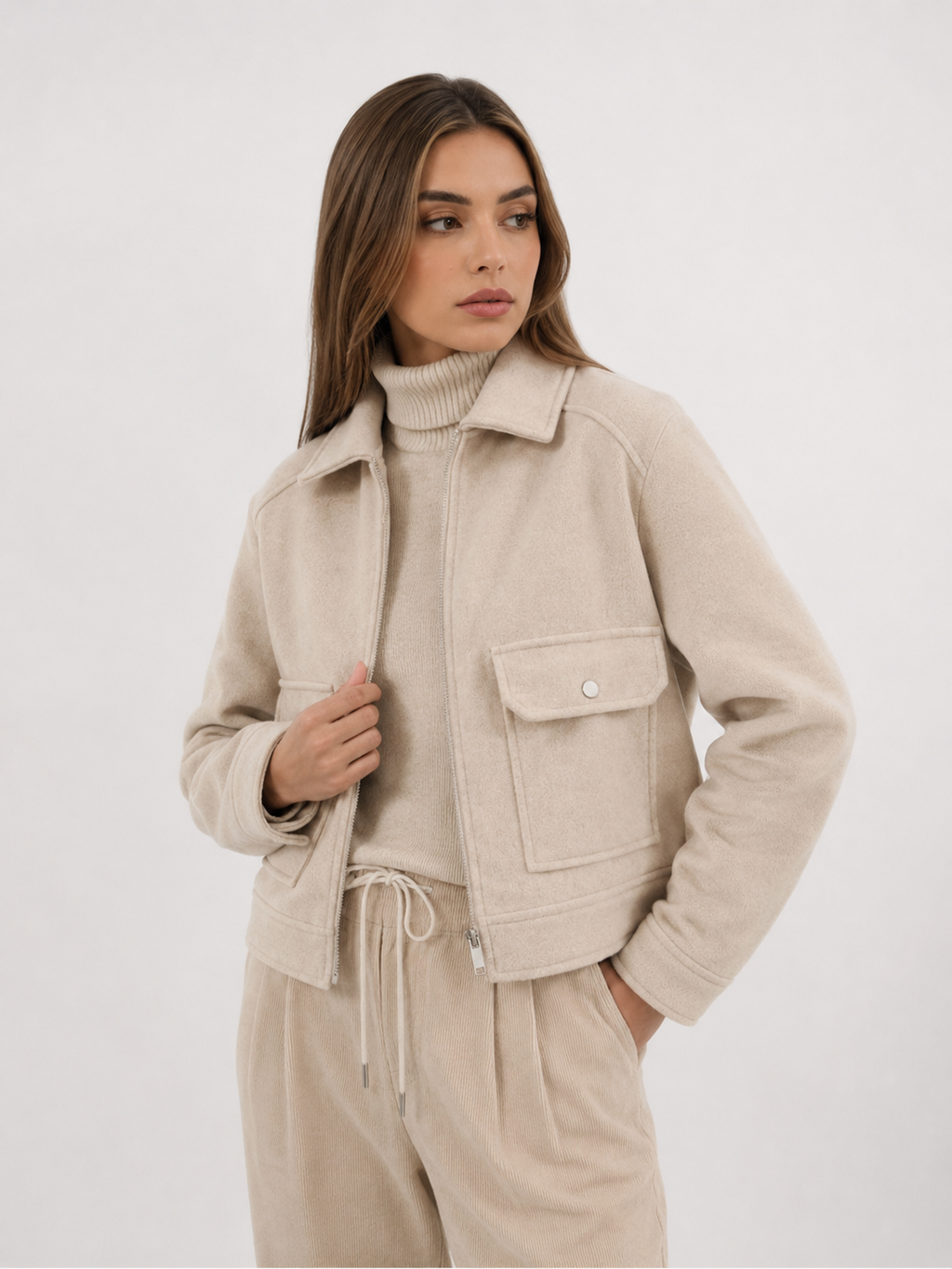Collared Zip-Front Jacket
