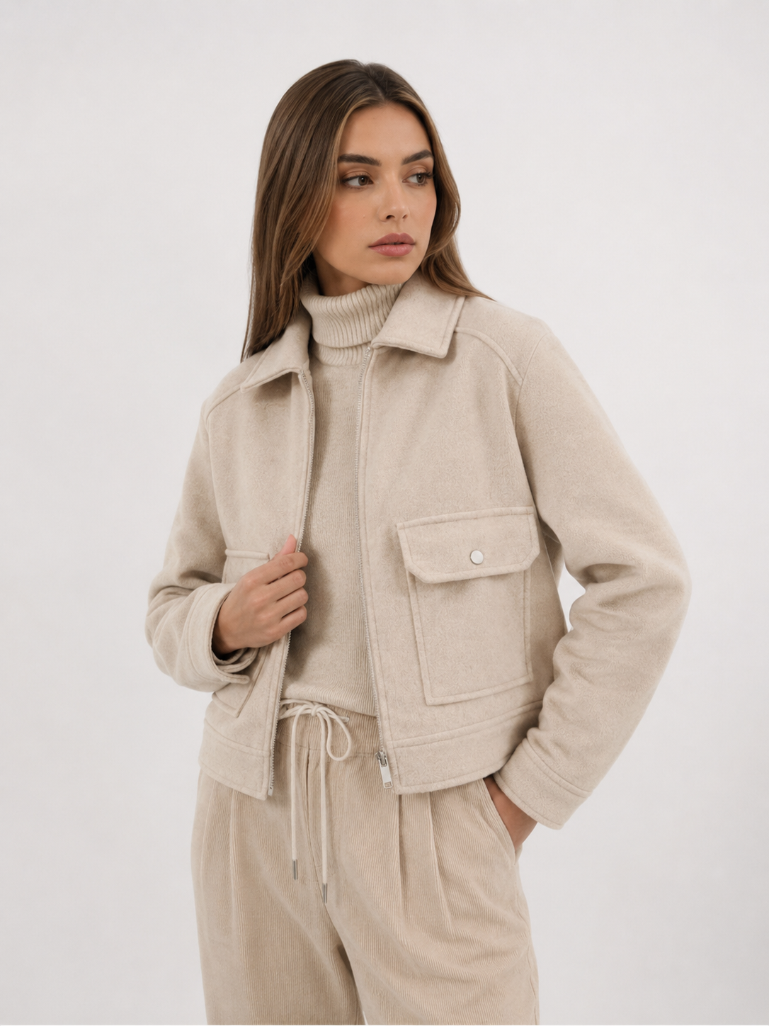 Collared Zip-Front Jacket