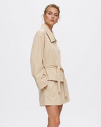 Belted Trench Jacket & Shorts Set