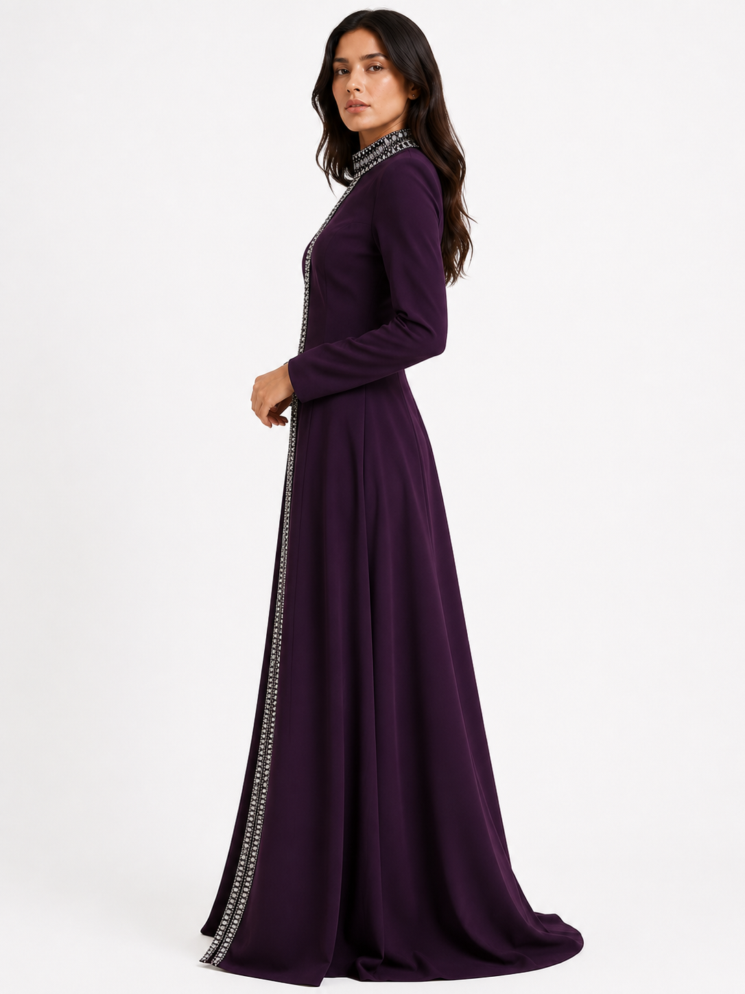 Maxi Dress High Neck Zip-Front