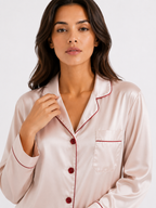 Factory Brand 100% Mulberry Silk Women’s Pyjama Set – Long-Sleeved Two-Piece Sleepwear (Grey)