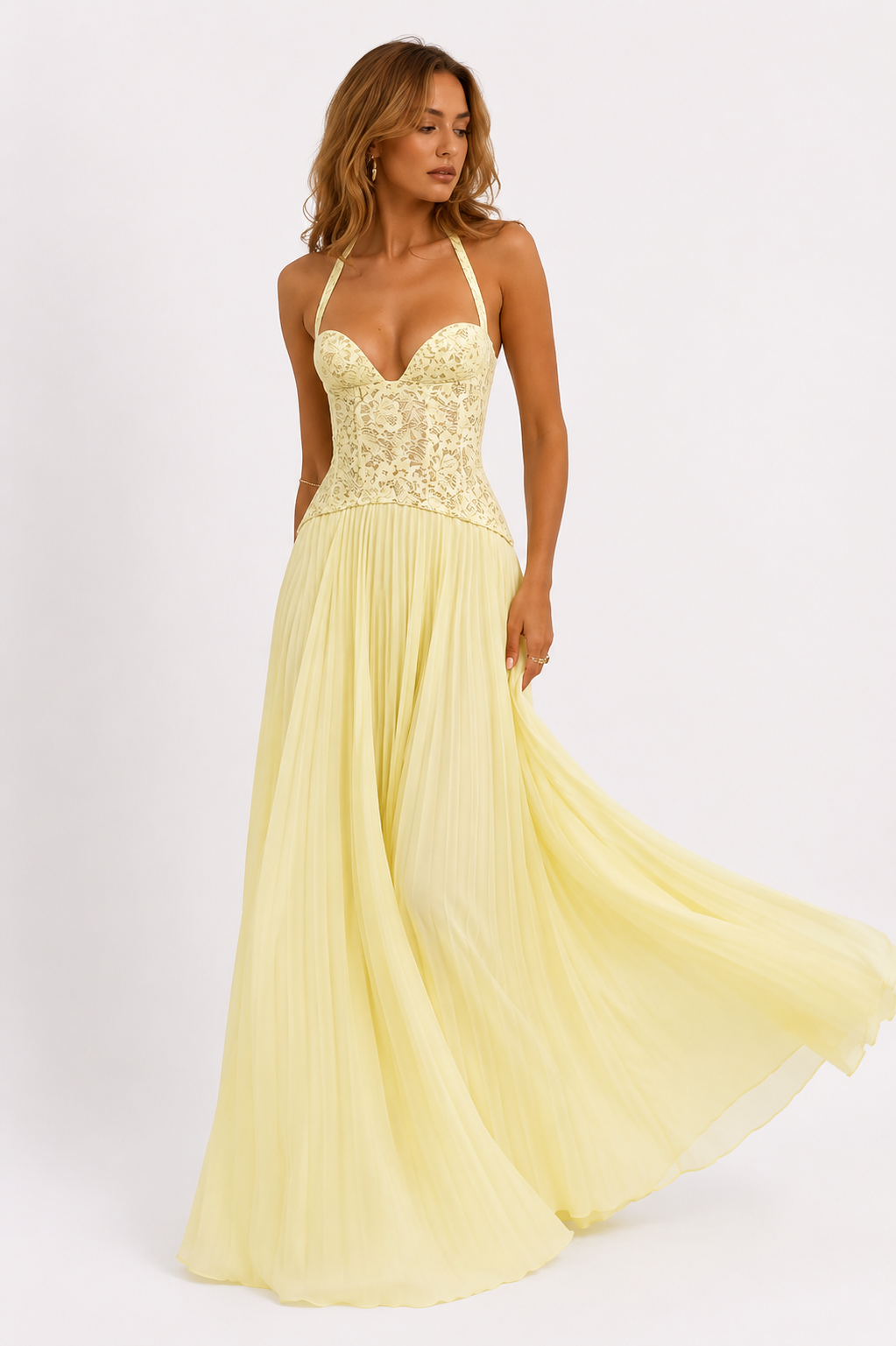 Elegant Women's Halter Long Dress Corset Maxi Pleated Dresses Summer Evening Party Wedding Guest Green Blue White Yellow Red New