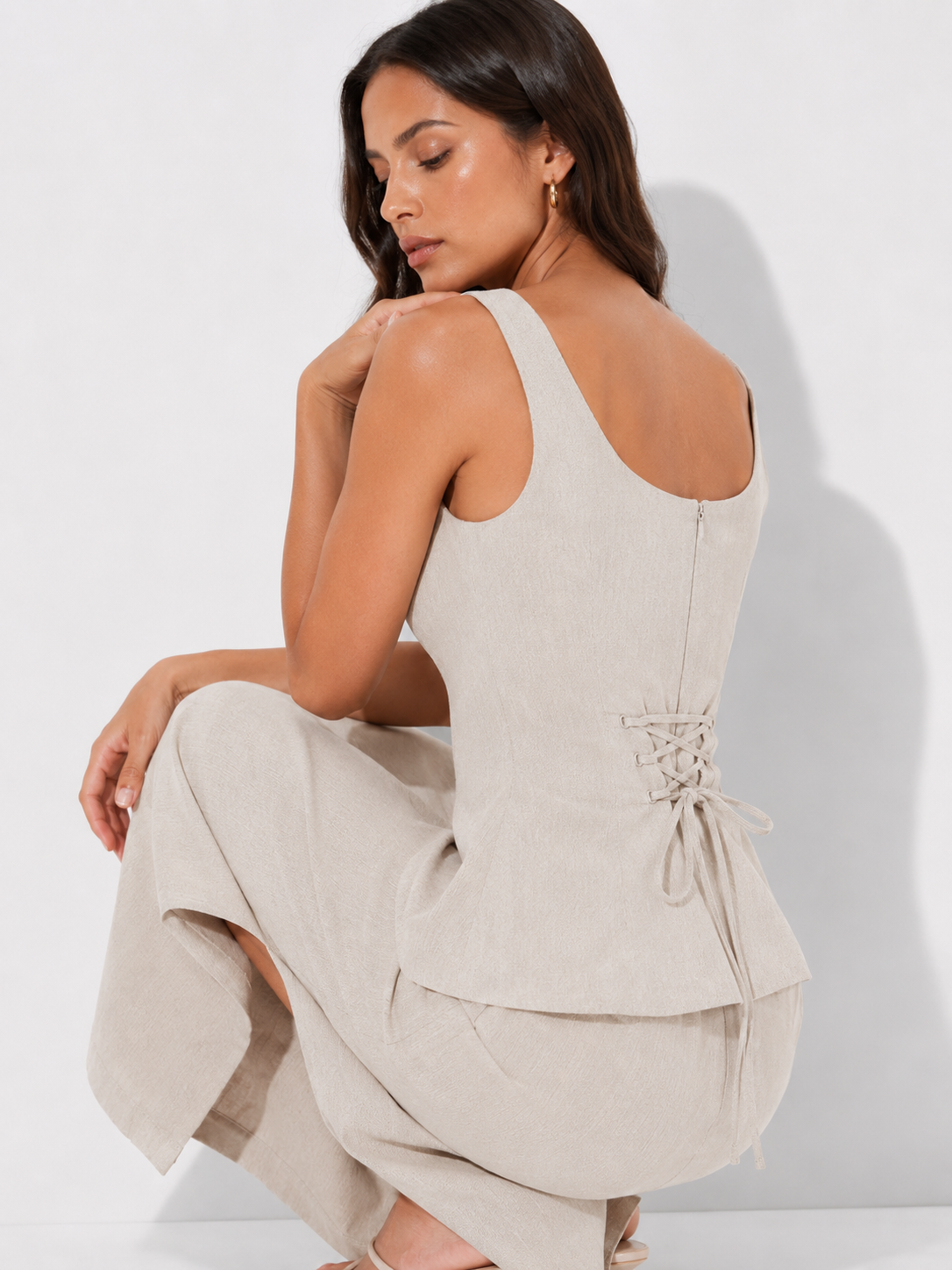 Sleeveless Peplum Top and Maxi Skirt Co-Ord Set