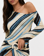 Striped tunic mini dress with side tie detail