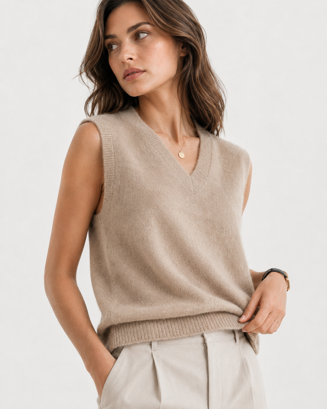 V-Neck Knit Tank Top