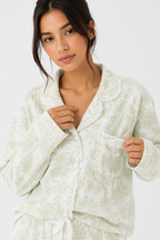 Women’s Cotton Pyjama Set – Long Sleeve Button-Through Top & Full-Length Trousers [PRODUTO PRECISA SER REFEITO]