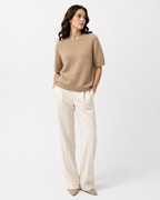 Short-Sleeve Fine-Knit Top