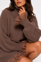 Mirelle Knit Dress (Feather‑Trim Hem)