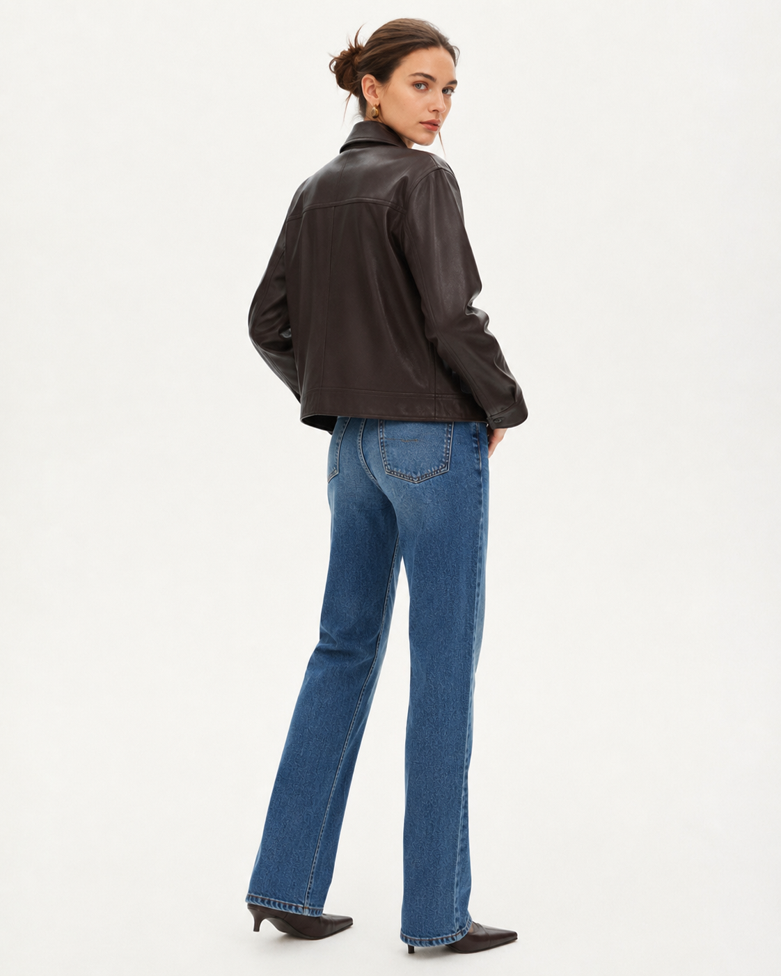 Cropped Leather-Effect Jacket
