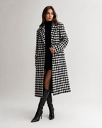 Houndstooth Double-Breasted Coat