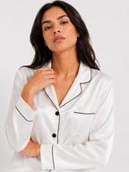 Factory Brand 100% Mulberry Silk Women’s Pyjama Set – Long-Sleeved Two-Piece Sleepwear (Grey)
