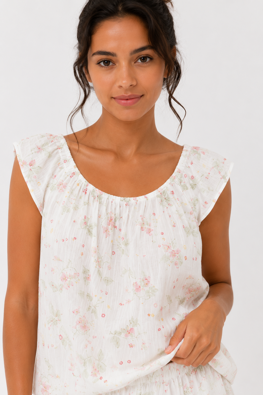 Women’s 2-Piece Set – Off-Shoulder Blouse with Straps & Elasticated Waist Skort