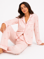 Women’s Button-Through Pyjama Set – Long Sleeve Shirt & Full-Length Trousers