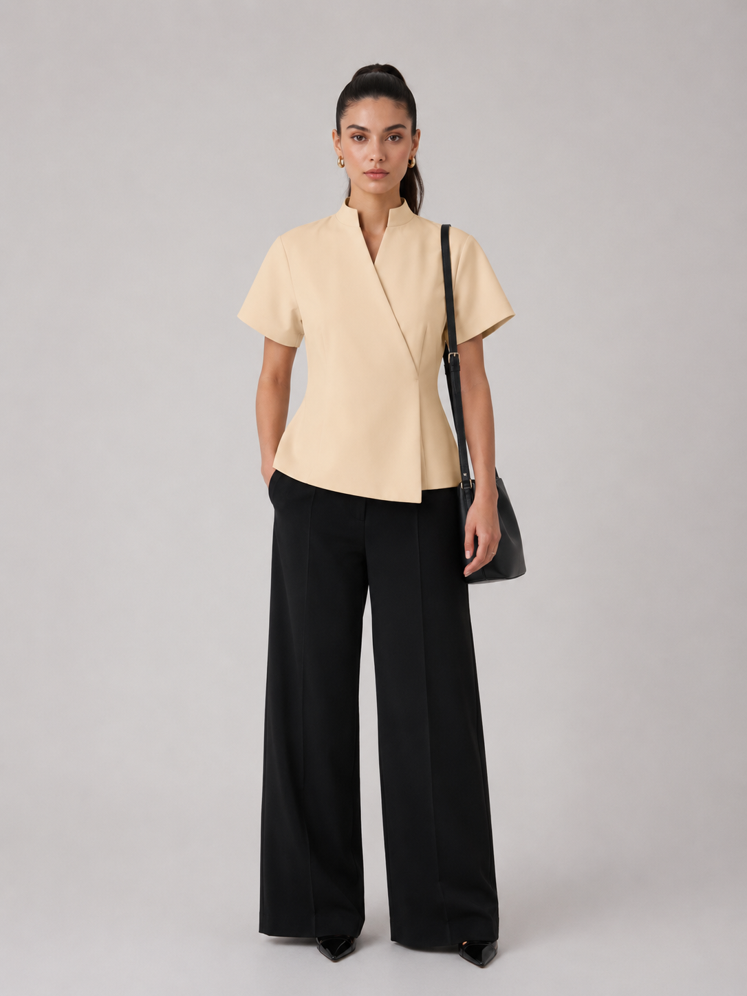 Tailored Wrap-Front Peplum Jacket