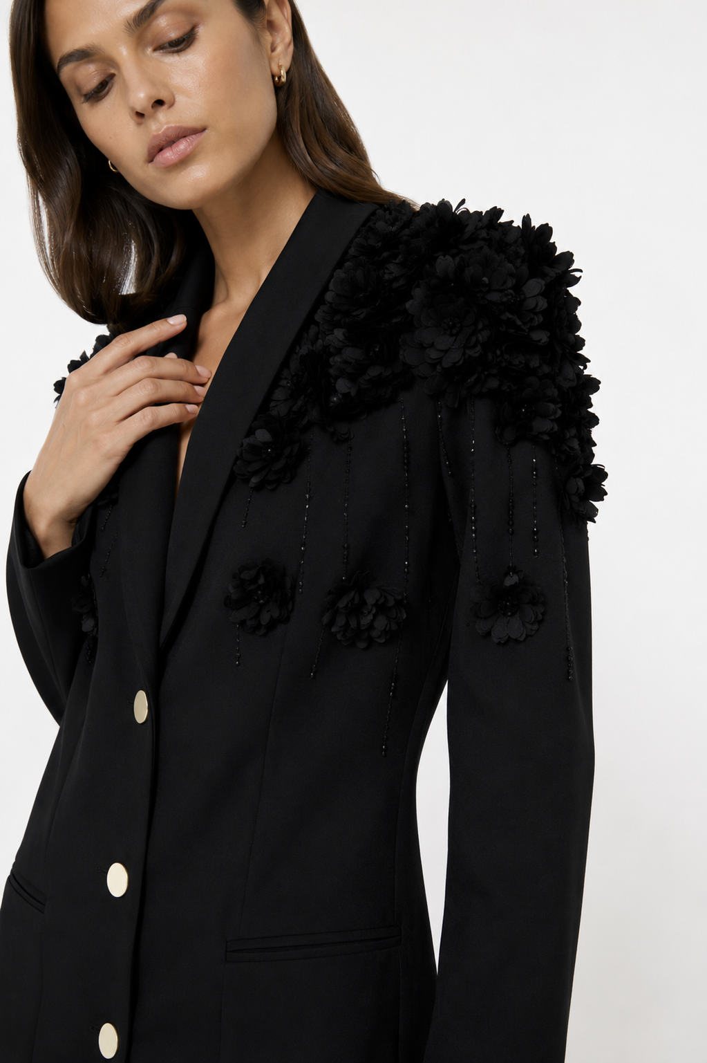 Maxi Tailored Dress Statement Shoulders