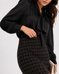High-Waist Plaid Pencil Midi Skirt