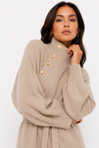 Eleanor Midi Dress (High Neck + Tie Belt)