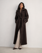 Wide-Lapel Belted Longline Coat