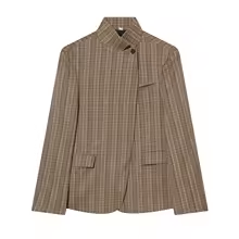 Stone Grey Pinstripe Cape-Shoulder Blazer EDITAR