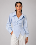 The Asymmetric Poplin Wrap Shirt
