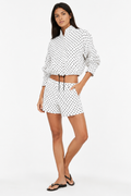Printed Cropped High-Neck Jacket and Shorts Two-Piece Set