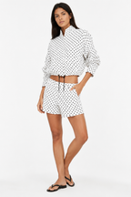Printed Cropped High-Neck Jacket and Shorts Two-Piece Set