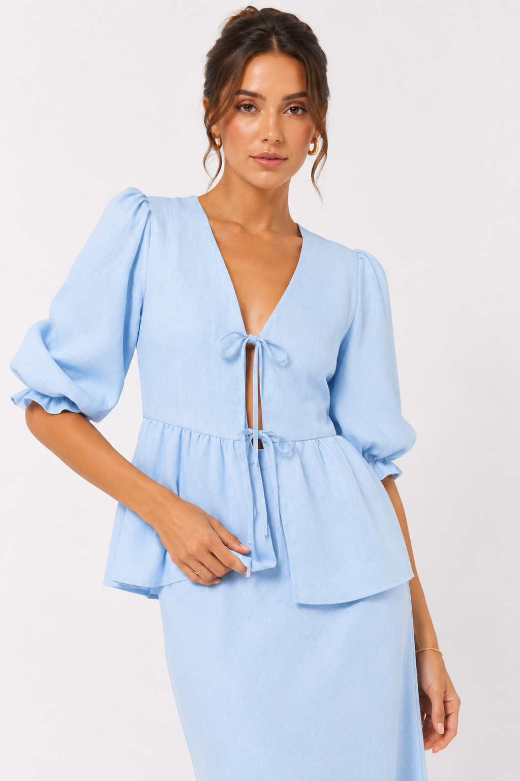 Ruffle Sleeve Blouse and Flowing Maxi Skirt Co-Ord Set