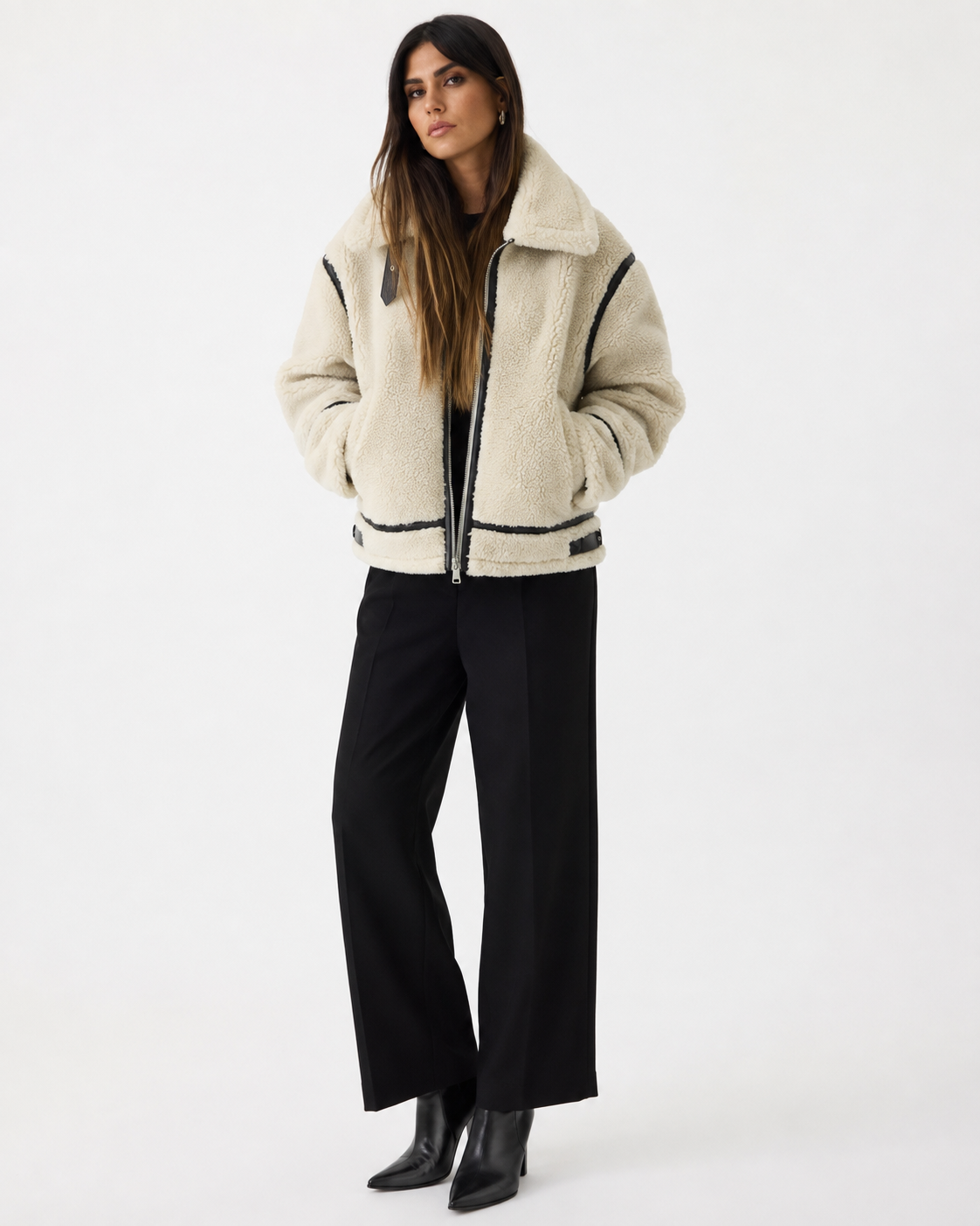 Aviator Shearling-Style Winter Jacket