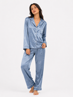 Women’s Pyjama Set – Button-Through Long Sleeve Shirt & Full-Length Trousers