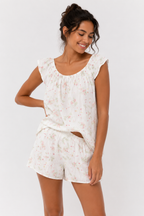 Women’s 2-Piece Set – Off-Shoulder Blouse with Straps & Elasticated Waist Skort