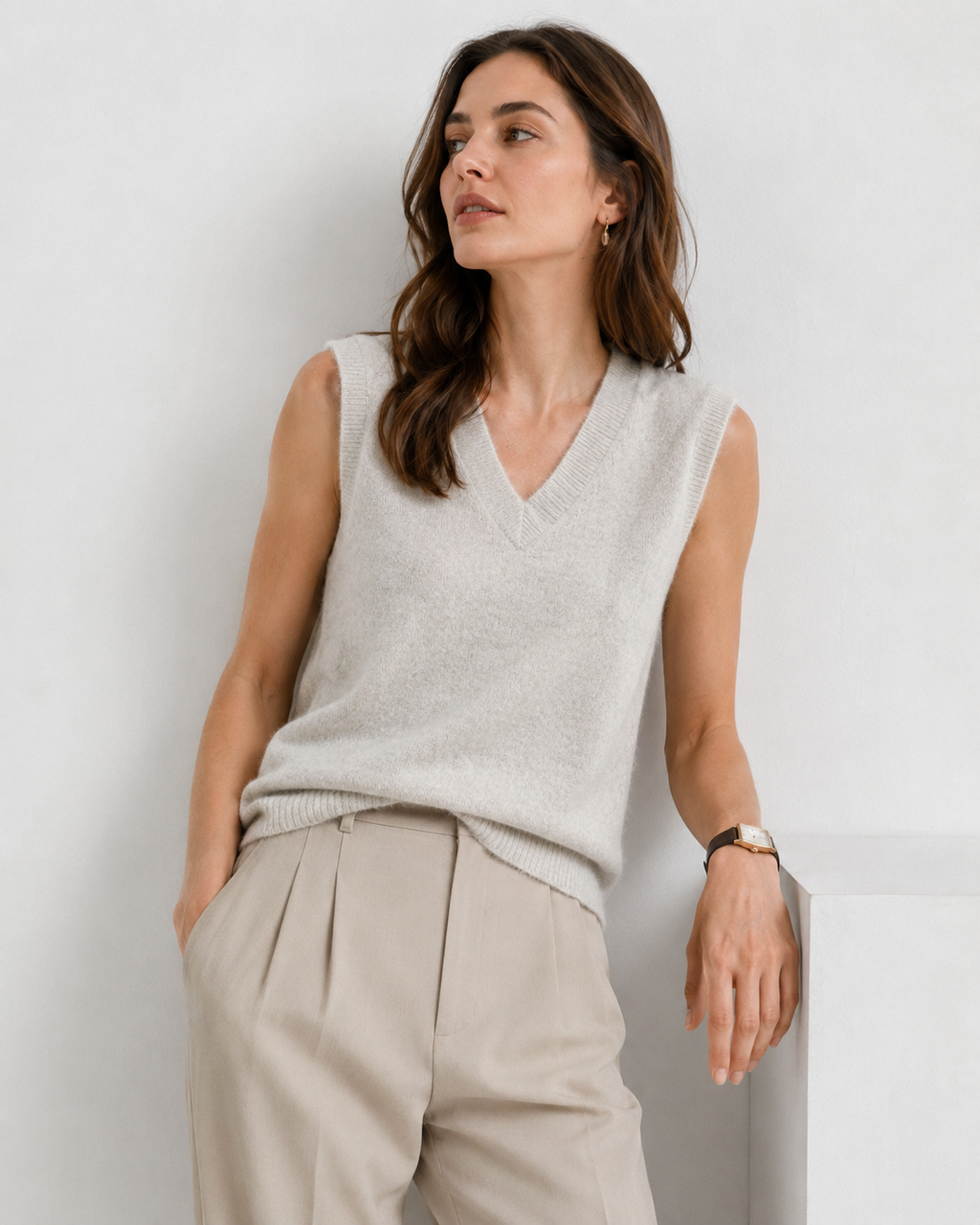 V-Neck Knit Tank Top