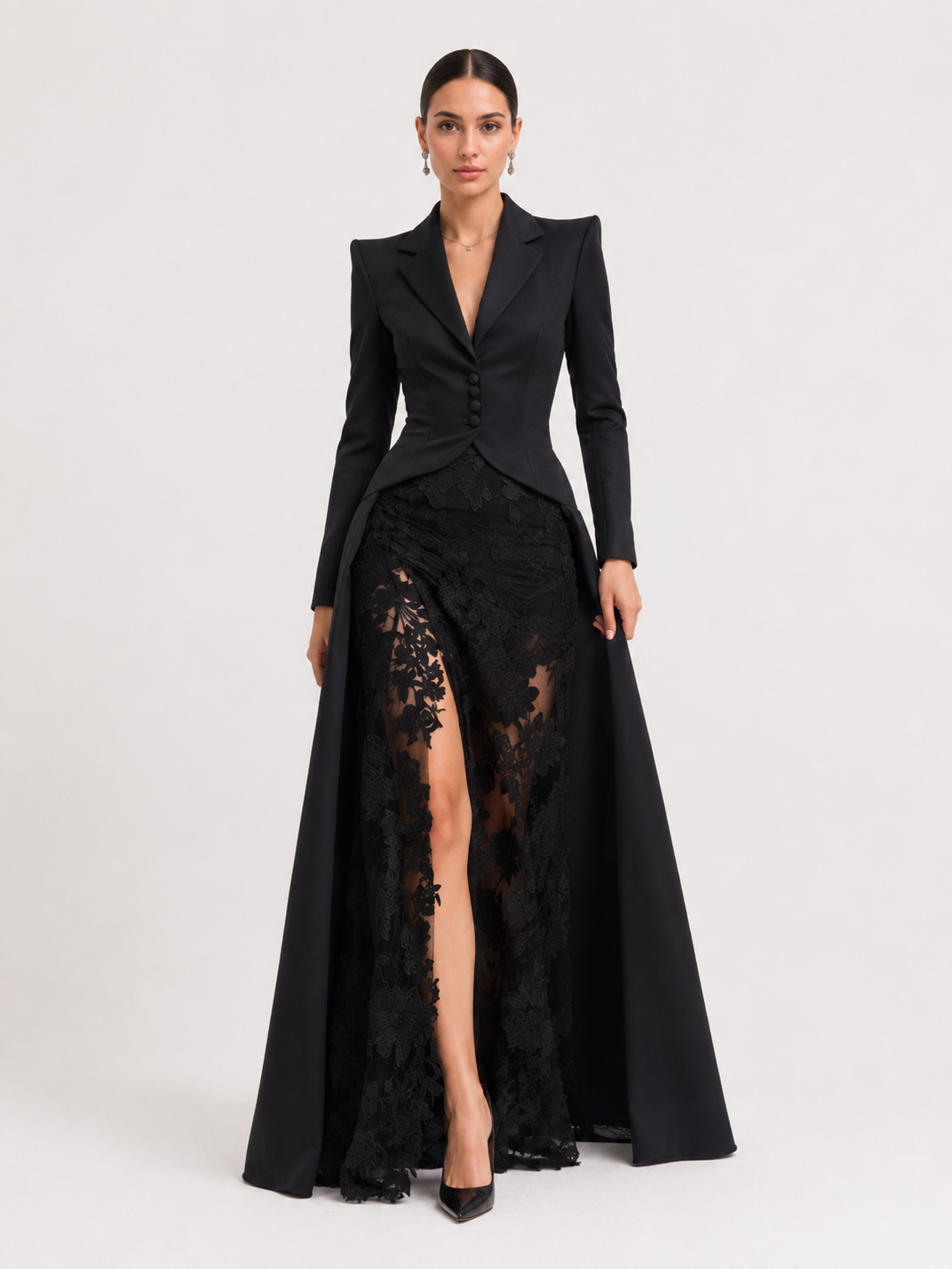 Noir Lace Blazer Dress