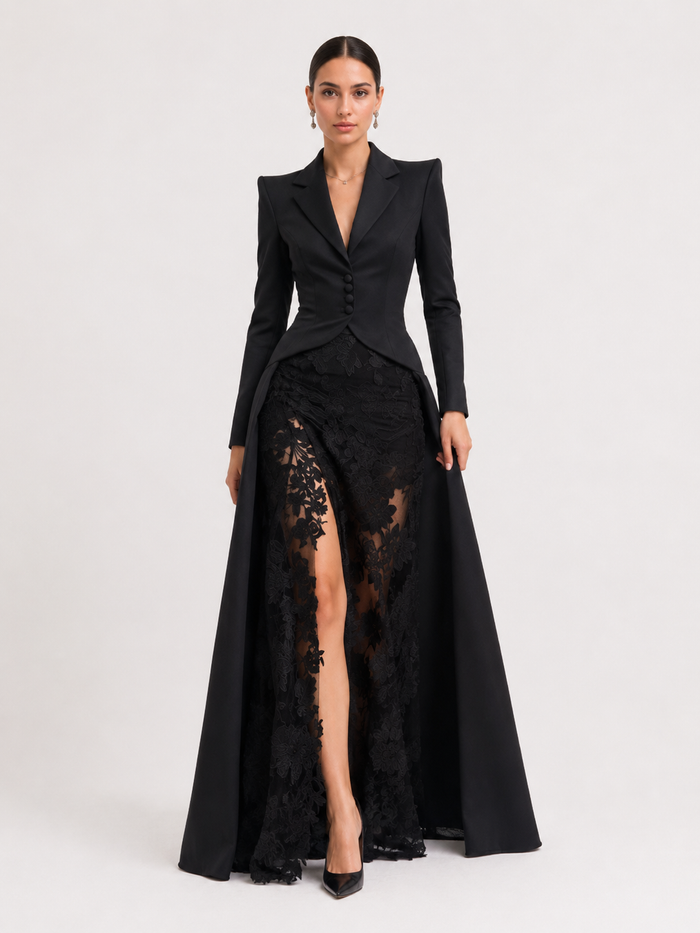 Noir Lace Blazer Dress