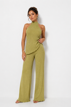 Sleeveless High-Neck Top and Wide-Leg Trousers Co-Ord Set