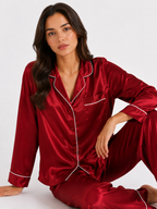 Factory Brand 100% Mulberry Silk Women’s Pyjama Set – Long-Sleeved Two-Piece Sleepwear (Grey)