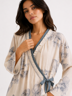 Women’s Wrap Pyjama Set – Kimono-Style Top & Full-Length Trousers