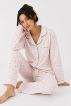 Women’s Cotton Pyjama Set – Long Sleeve Button-Through Top & Full-Length Trousers [PRODUTO PRECISA SER REFEITO]