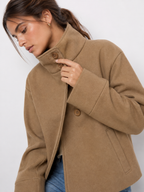 High-Collar Buttoned Jacket